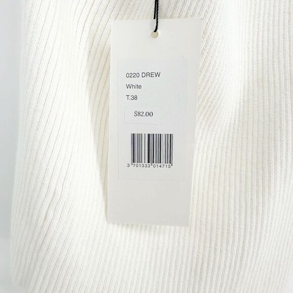 NEW Musier Drew Tank Top with Pearl Straps Ribbed Knit White Women's 38 US 6 - Picture 7 of 10